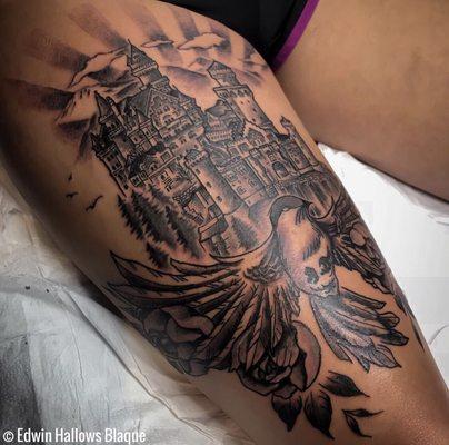 Thigh tattoo