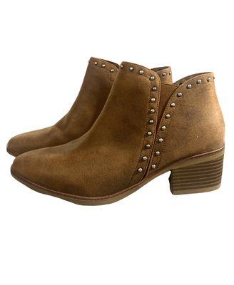 MIA Booties In Red Clay Embellished with Bronze Grommets