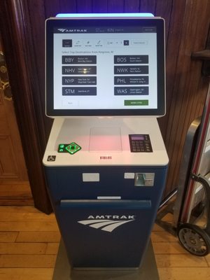 Electronic ticket machine, one window agent, or use the app.