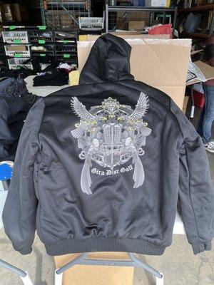 Full color heat transfer or zip up hoodies.