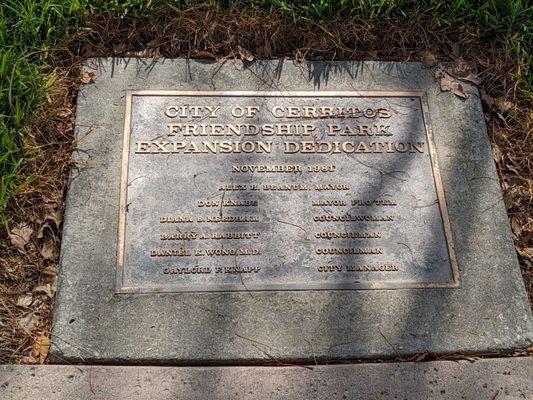 Expansion Dedication plaque