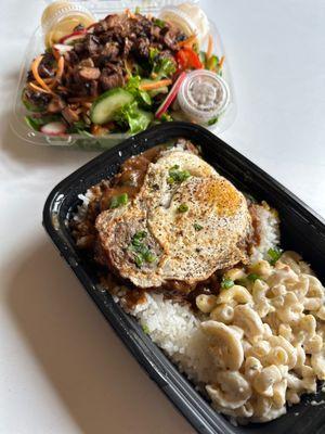 green salad with chicken + loco moco