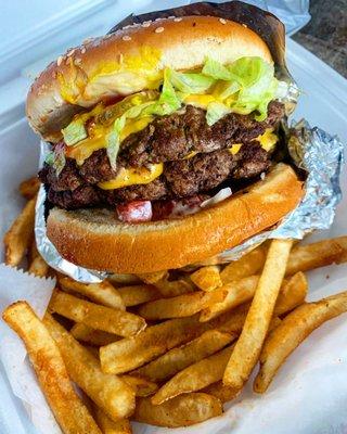 Double Burger and fries