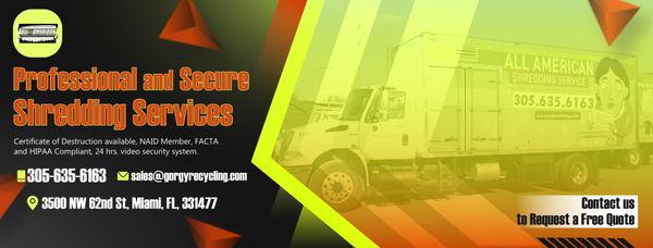 Call us to 305 635 6163 or sales@gorgyrecycling.com to request a free quote.