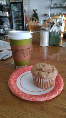 White chocolate mocha and a cinnamon muffin