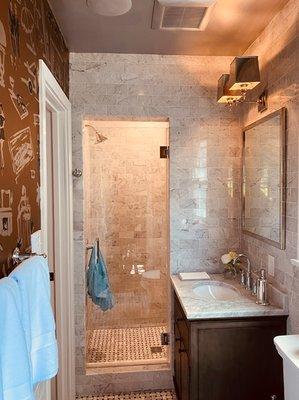 Hollywood Hills complete restoration and 2nd floor addition - hillside Guest Bathroom