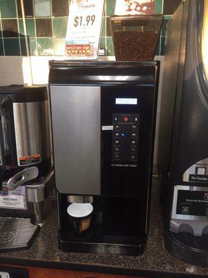 New BP coffee machine making a cappuccino