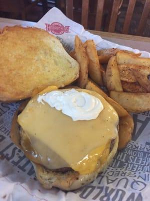 Three cheese specialty burger (my kid adds mayo to hers *shudder*)