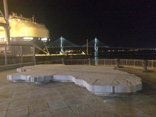 The granite map of Ireland at night