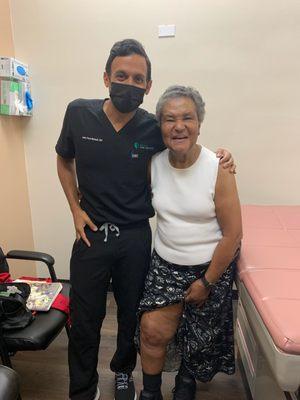 Dr Malayil with long time patient