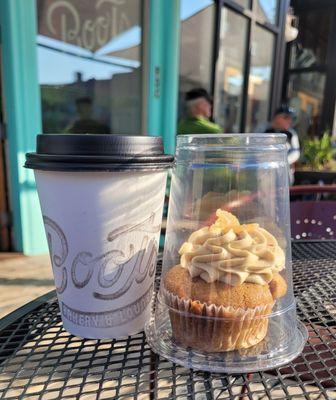 Coffee and pumpkin muffin