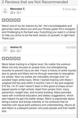 Not sure why Yelp will not recommend these inspiring reviews from these hard working Kaizen Fitness PT Clients!