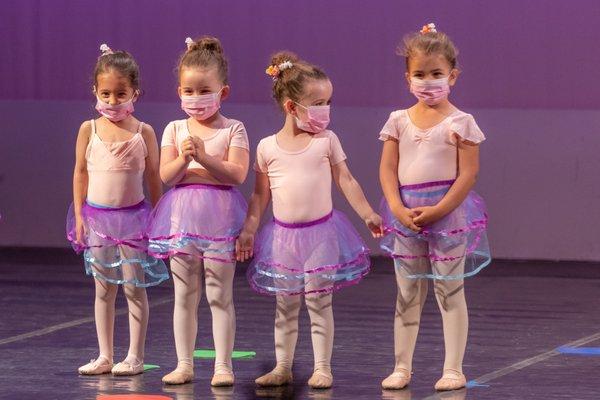 Pre-Ballet students onstage at the end of year demonstration.