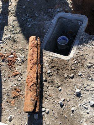 Old rusted cast iron drain