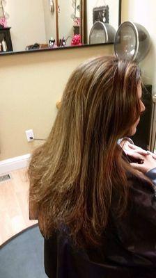 Honey highlights with long layers!