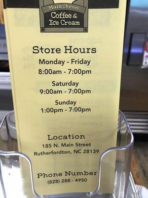 Store hours as of 9/25/22