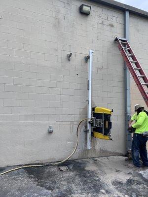 Wall cutting for a door.