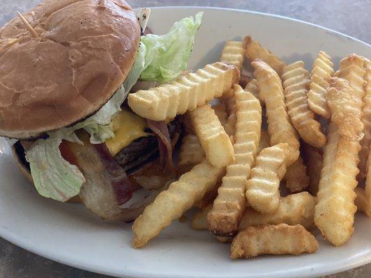 Old fashion hamburgers made to order served with seasoned fries.