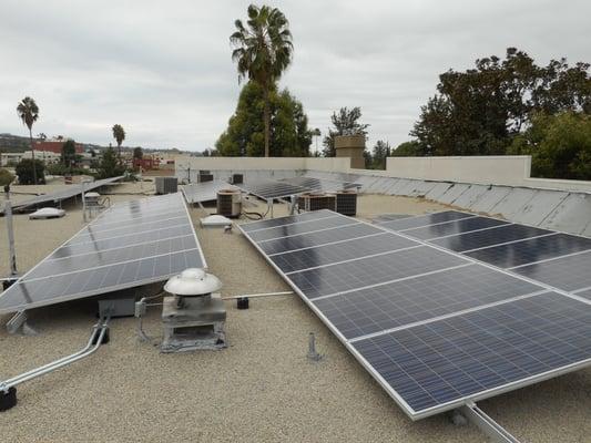 Part of a 25.6kW system interconnected with the common use meter at an apartment building in the San Fernando Valley.