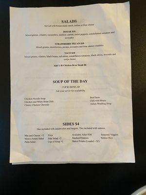 Dinner menu