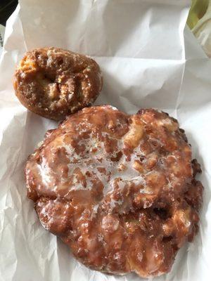 Pumpkin filled donut and apple fritter!