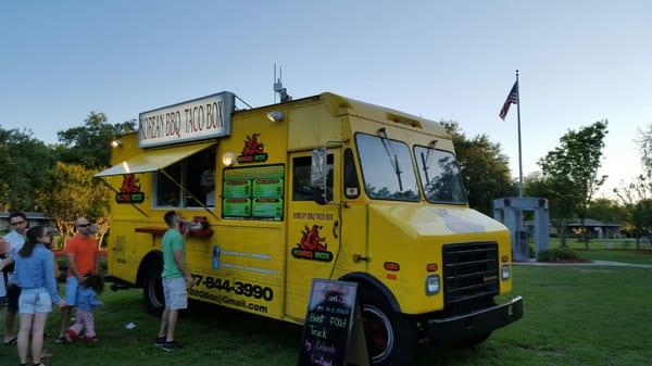 One of the many food trucks available. Beautiful surroundings.