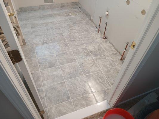 The new 12x12 ceramic tile with grout