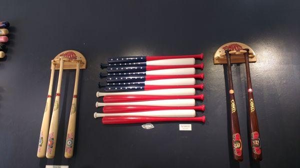 American Flag made of baseball bats.  Available in 34" bats and 22" bats.