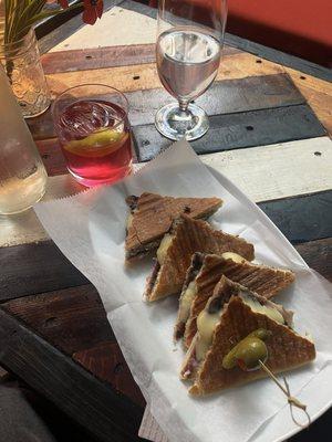 Prosciutto di Parma panini and a N/A lavender tonic