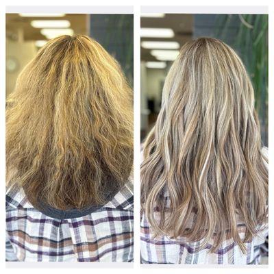 Before | After 2 rows hand tied extensions