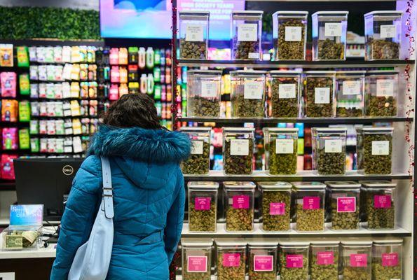 One of our shoppers looking at our Deli Flower Selection