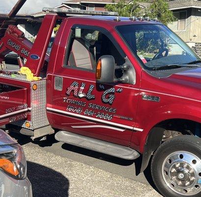 My Hero!  A Red Angel stopped to help when my tire blew.  All "G" Towing was awesome and a blessing!!!