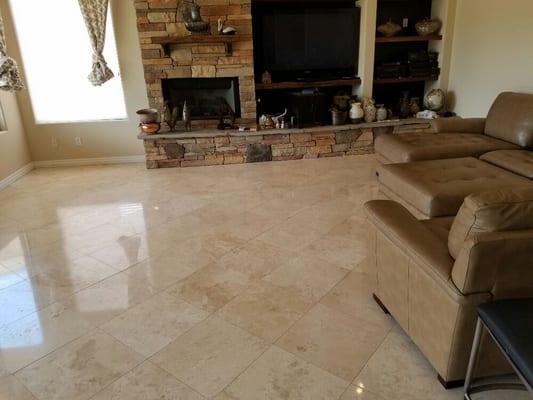 Travertine after polish