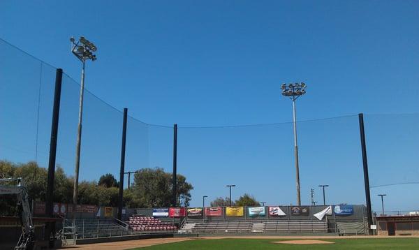 Baseball field backstop netting