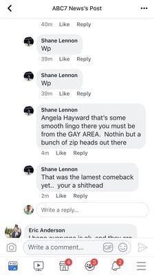 Shane Lennon's homophobic and racist Facebook post.