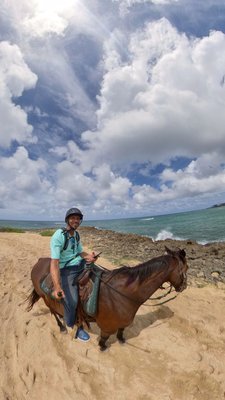 Riding along the beach