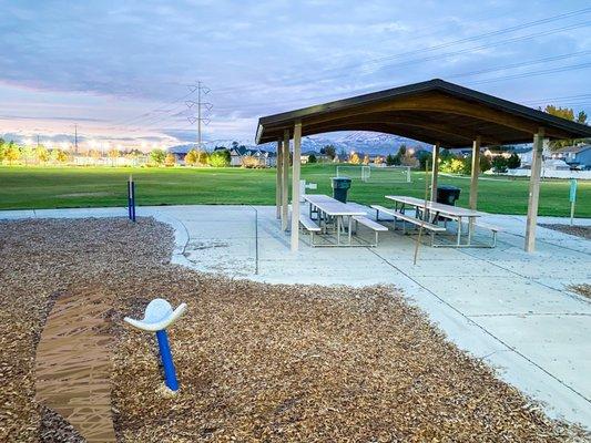 Covered Picnic Tables, Soccer goal posts in the back