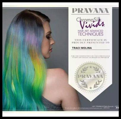 certification for fashion vivid colors by Pravana