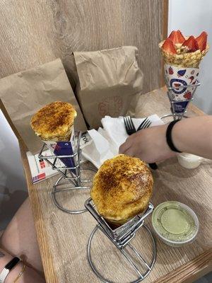 Crepe brulee with matcha ice cream