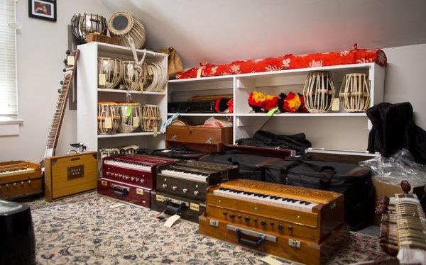 Upstairs, we have a room full of Indian, Asian & Middle Eastern instruments.