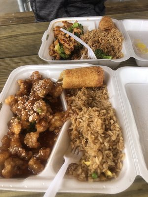 Sesame chicken plus chicken and broccoli (extra spicy)