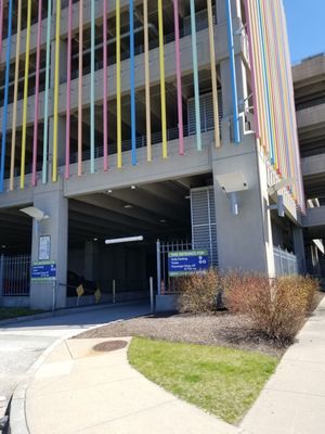 Vehicle entrance to parking and car rental