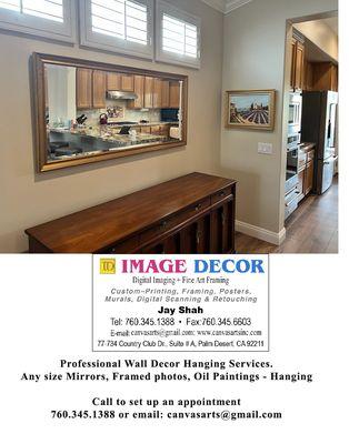 Mirrors - Professional Mirror Hanging and custom framing  Services.