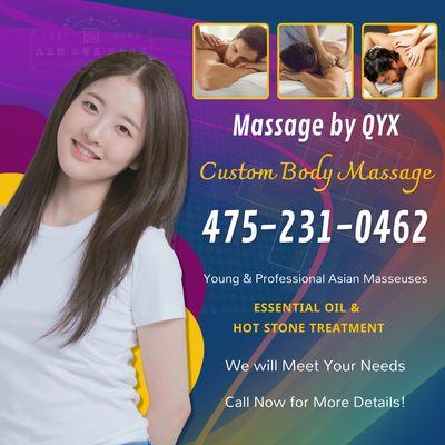 New Young Professional Massage Therapist Available
 
 Call us at 475-231-0462