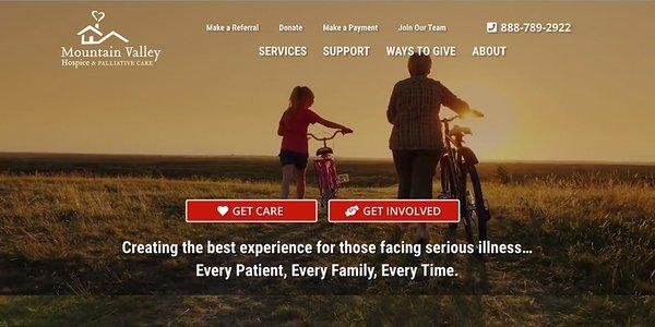 Proclaim designed this video home page for Mountain Valley Hospice's website.