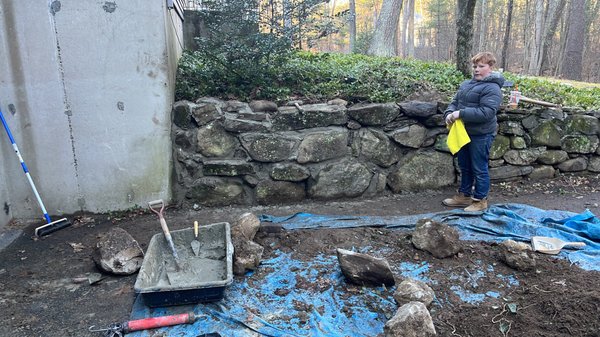 Retaining wall with my son