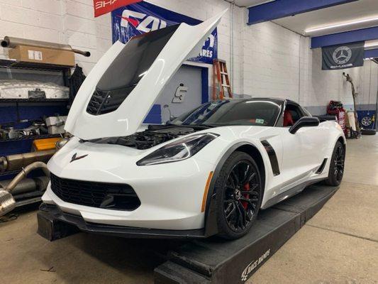 Z06 Corvette getting serviced.