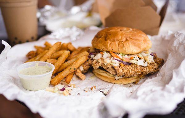 "Taiwan #1 Fried Chicken Sandwich (ABC) + Exotic Fries" - Java Saga