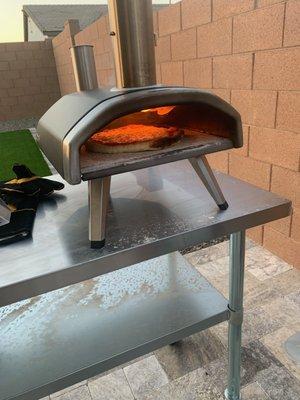 BBQ area with pavers and gas line.