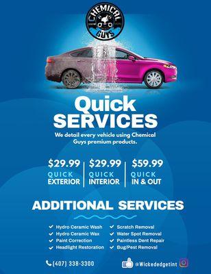 Short on time? Check out our Quick Services!